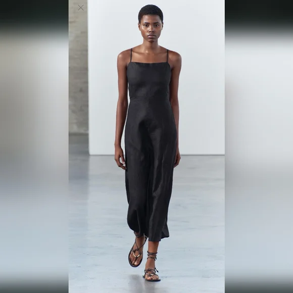 Zara | Dresses | Zw Collection 0 Linen Midi Dress | Poshmark